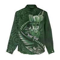 Personalised All Green New Zealand Darts Women Casual Shirt Aoteroa Fern Maori Galaxy Style