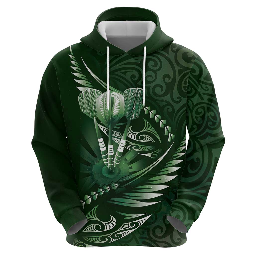 Personalised All Green New Zealand Darts Zip Hoodie Aoteroa Fern Maori Galaxy Style
