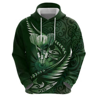 Personalised All Green New Zealand Darts Zip Hoodie Aoteroa Fern Maori Galaxy Style