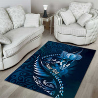Personalised All Blue New Zealand Darts Area Rug Aoteroa Fern Maori Galaxy Style