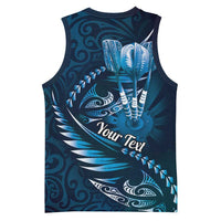 Personalised All Blue New Zealand Darts Basketball Jersey Aoteroa Fern Maori Galaxy Style - Polynesian Pride