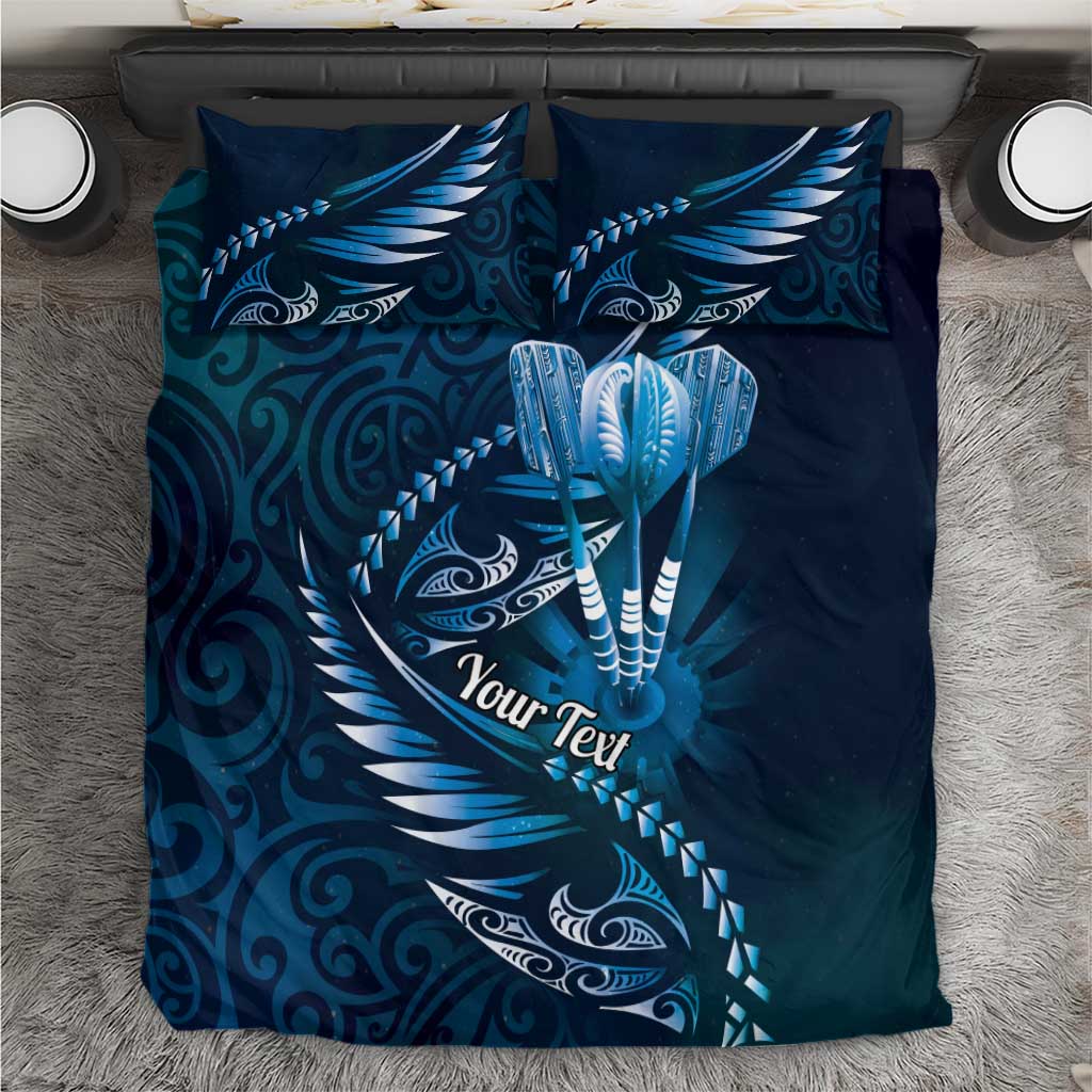 Personalised All Blue New Zealand Darts Bedding Set Aoteroa Fern Maori Galaxy Style