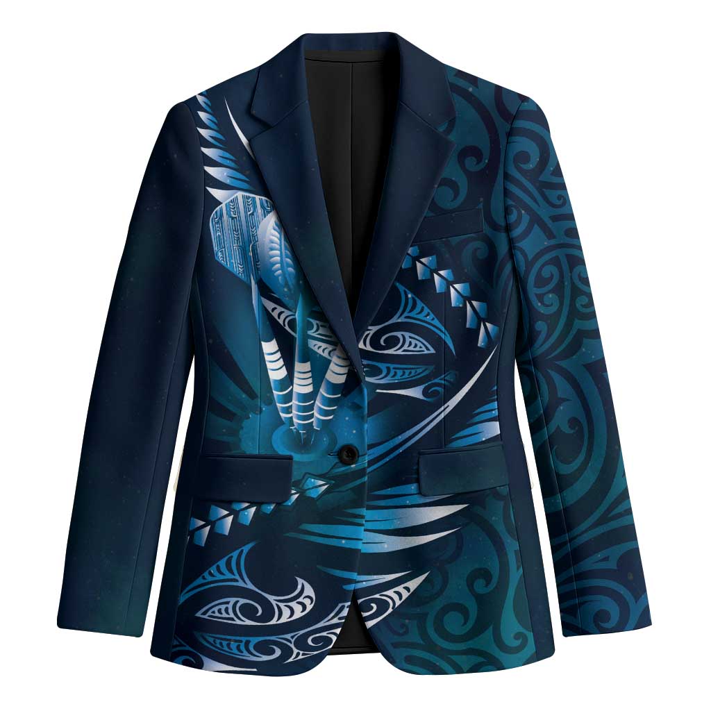 Personalised All Blue New Zealand Darts Blazer Aoteroa Fern Maori Galaxy Style - Polynesian Pride