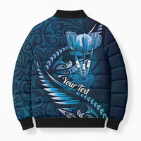 Personalised All Blue New Zealand Darts Bomber Puffer Jacket Aoteroa Fern Maori Galaxy Style - Polynesian Pride