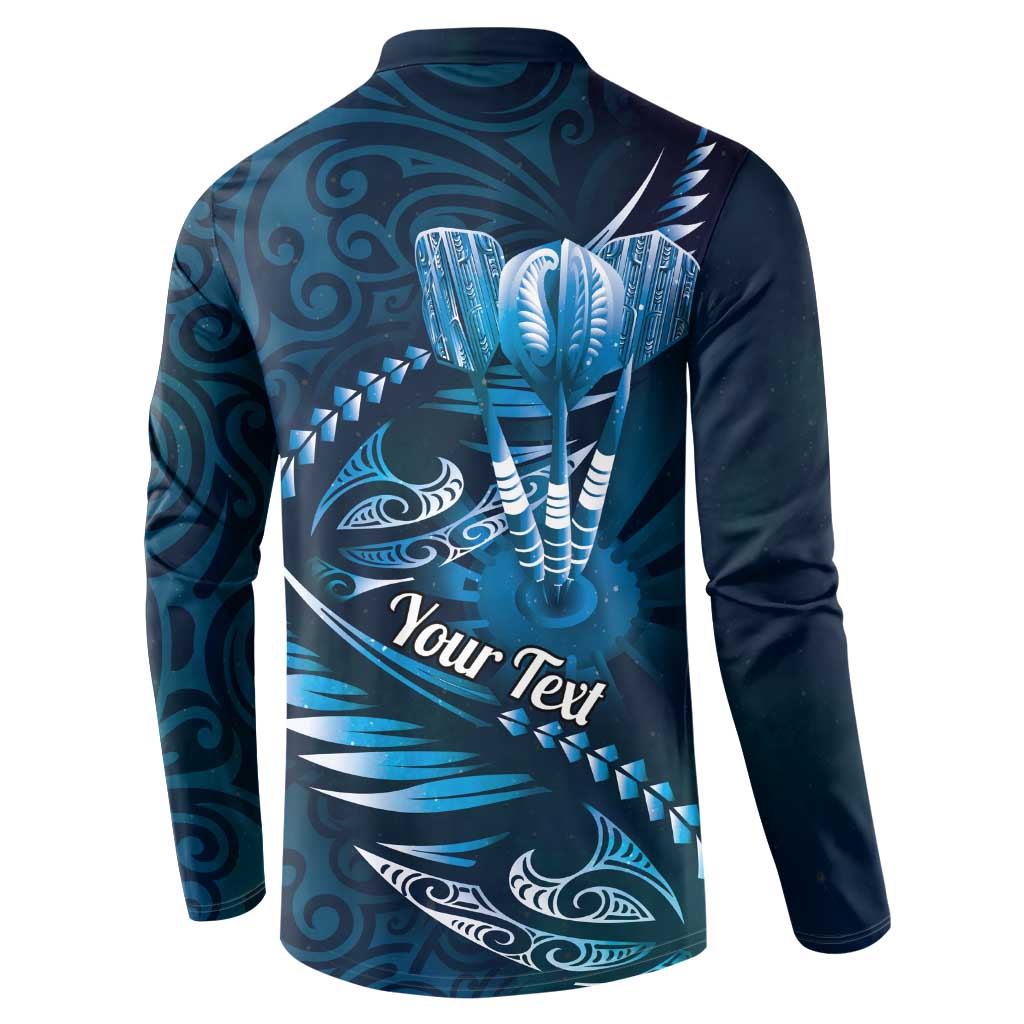 Personalised All Blue New Zealand Darts Button Sweatshirt Aoteroa Fern Maori Galaxy Style