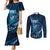 Personalised All Blue New Zealand Darts Couples Matching Mermaid Dress and Long Sleeve Button Shirt Aoteroa Fern Maori Galaxy Style