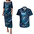 Personalised All Blue New Zealand Darts Couples Matching Puletasi and Hawaiian Shirt Aoteroa Fern Maori Galaxy Style