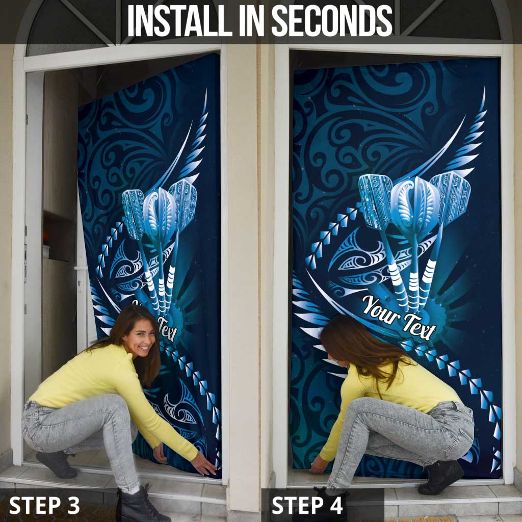 Personalised All Blue New Zealand Darts Door Cover Aoteroa Fern Maori Galaxy Style - Polynesian Pride