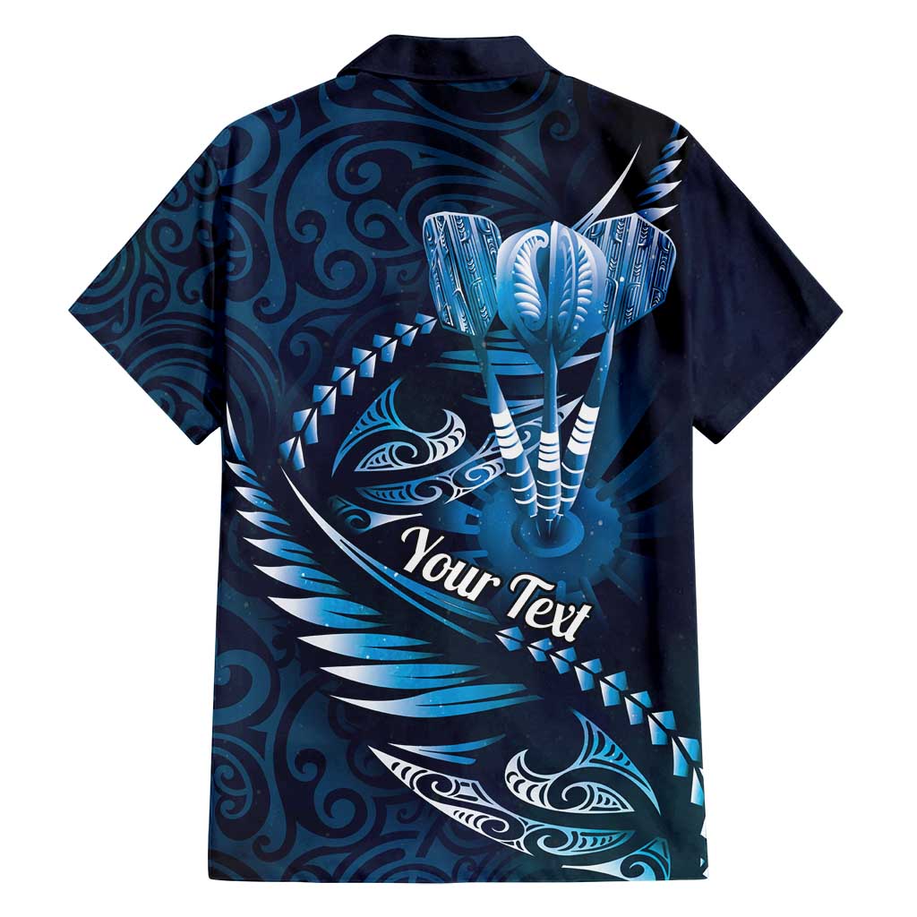 Personalised All Blue New Zealand Darts Family Matching Long Sleeve Bodycon Dress and Hawaiian Shirt Aoteroa Fern Maori Galaxy Style