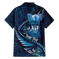 Personalised All Blue New Zealand Darts Family Matching Long Sleeve Bodycon Dress and Hawaiian Shirt Aoteroa Fern Maori Galaxy Style