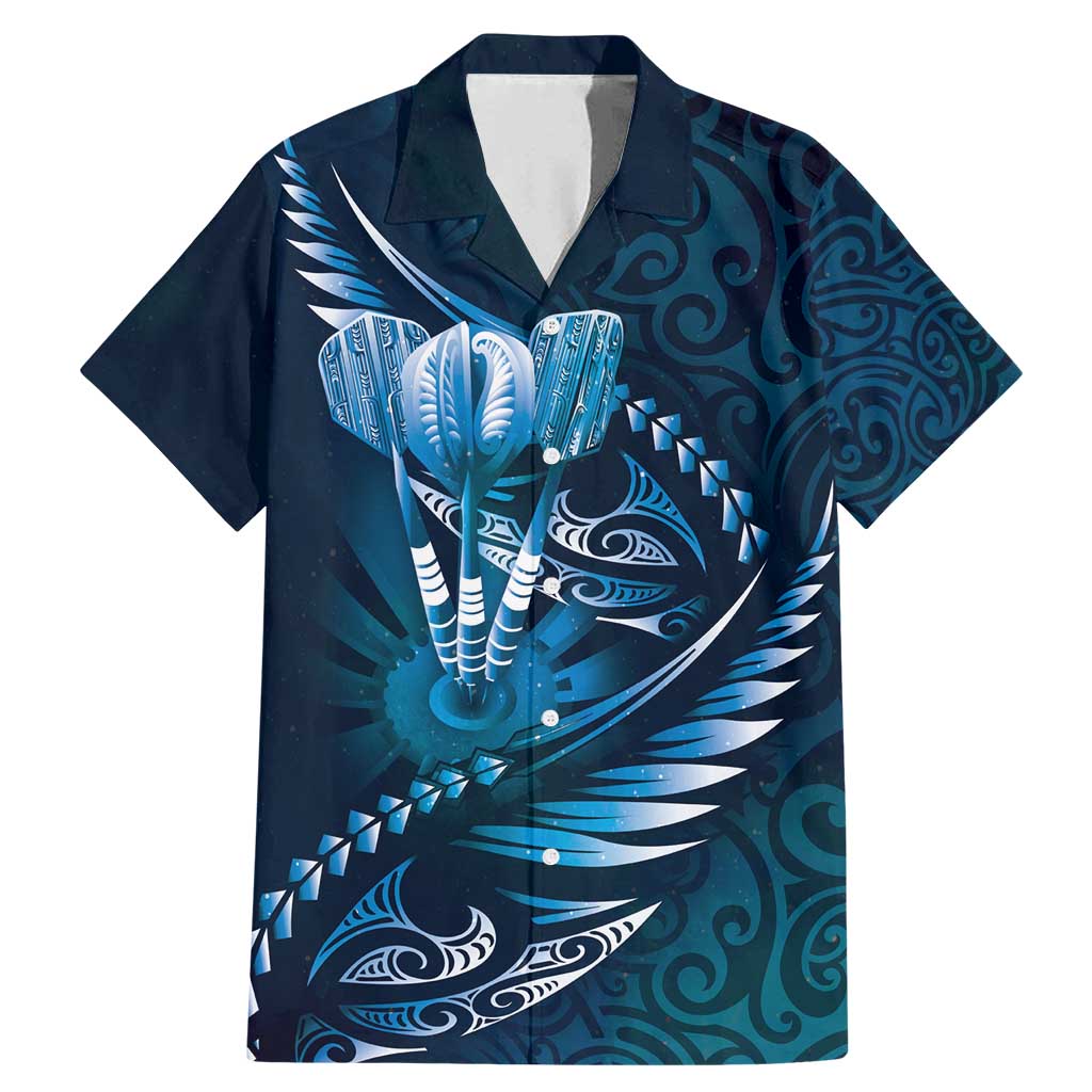 Personalised All Blue New Zealand Darts Family Matching Mermaid Dress and Hawaiian Shirt Aoteroa Fern Maori Galaxy Style