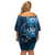 Personalised All Blue New Zealand Darts Family Matching Off Shoulder Short Dress and Hawaiian Shirt Aoteroa Fern Maori Galaxy Style