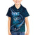 Personalised All Blue New Zealand Darts Family Matching Short Sleeve Bodycon Dress and Hawaiian Shirt Aoteroa Fern Maori Galaxy Style