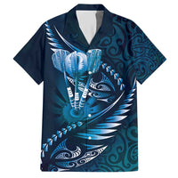 Personalised All Blue New Zealand Darts Hawaiian Shirt Aoteroa Fern Maori Galaxy Style
