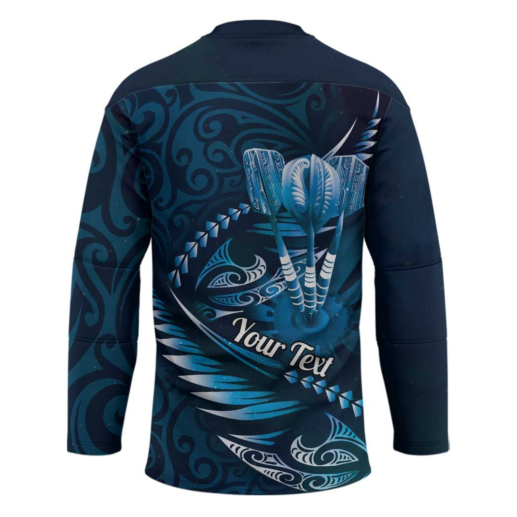 Personalised All Blue New Zealand Darts Hockey Jersey Aoteroa Fern Maori Galaxy Style - Polynesian Pride