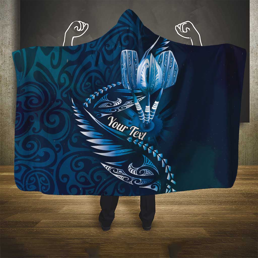 Personalised All Blue New Zealand Darts Hooded Blanket Aoteroa Fern Maori Galaxy Style