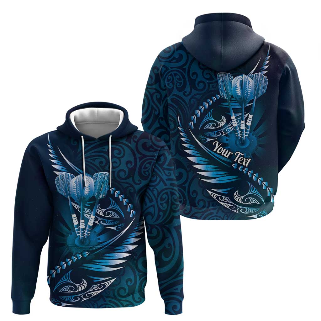 Personalised All Blue New Zealand Darts Hoodie Aoteroa Fern Maori Galaxy Style