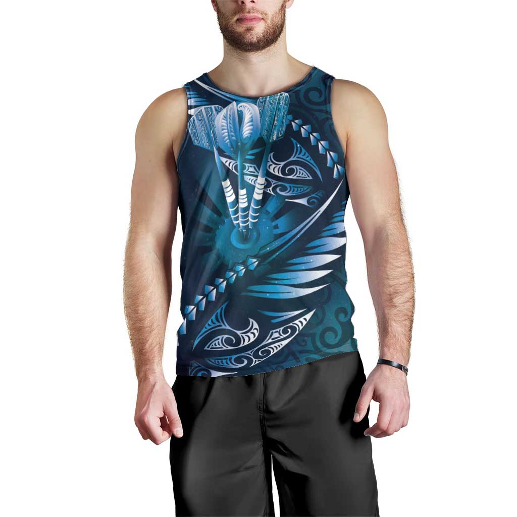 Personalised All Blue New Zealand Darts Men Tank Top Aoteroa Fern Maori Galaxy Style