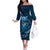 Personalised All Blue New Zealand Darts Off The Shoulder Long Sleeve Dress Aoteroa Fern Maori Galaxy Style
