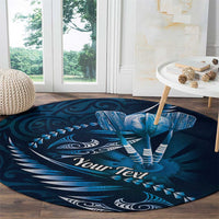 Personalised All Blue New Zealand Darts Round Carpet Aoteroa Fern Maori Galaxy Style