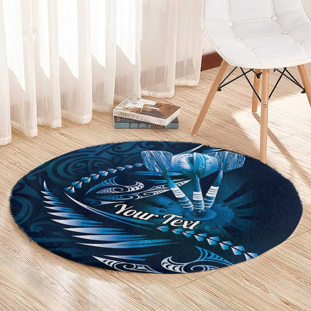 Personalised All Blue New Zealand Darts Round Carpet Aoteroa Fern Maori Galaxy Style