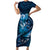 Personalised All Blue New Zealand Darts Short Sleeve Bodycon Dress Aoteroa Fern Maori Galaxy Style
