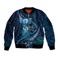 Personalised All Blue New Zealand Darts Sleeve Zip Bomber Jacket Aoteroa Fern Maori Galaxy Style