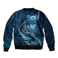 Personalised All Blue New Zealand Darts Sleeve Zip Bomber Jacket Aoteroa Fern Maori Galaxy Style