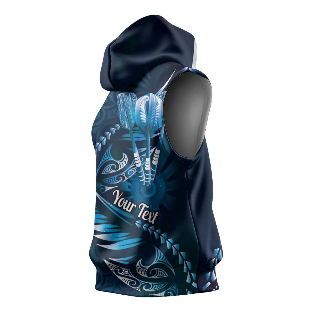 Personalised All Blue New Zealand Darts Sleeveless Hoodie Aoteroa Fern Maori Galaxy Style - Polynesian Pride
