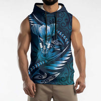 Personalised All Blue New Zealand Darts Sleeveless Hoodie Aoteroa Fern Maori Galaxy Style - Polynesian Pride