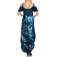 Personalised All Blue New Zealand Darts Summer Maxi Dress Aoteroa Fern Maori Galaxy Style