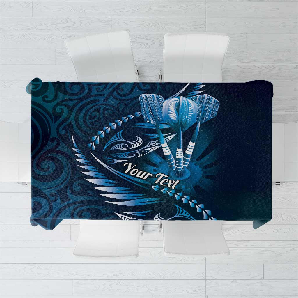 Personalised All Blue New Zealand Darts Tablecloth Aoteroa Fern Maori Galaxy Style