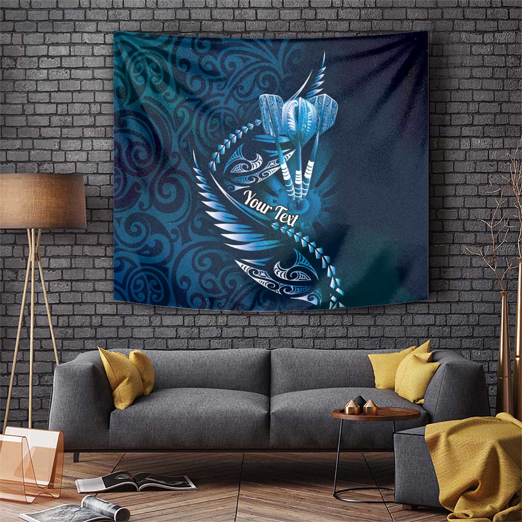 Personalised All Blue New Zealand Darts Tapestry Aoteroa Fern Maori Galaxy Style