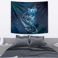 Personalised All Blue New Zealand Darts Tapestry Aoteroa Fern Maori Galaxy Style