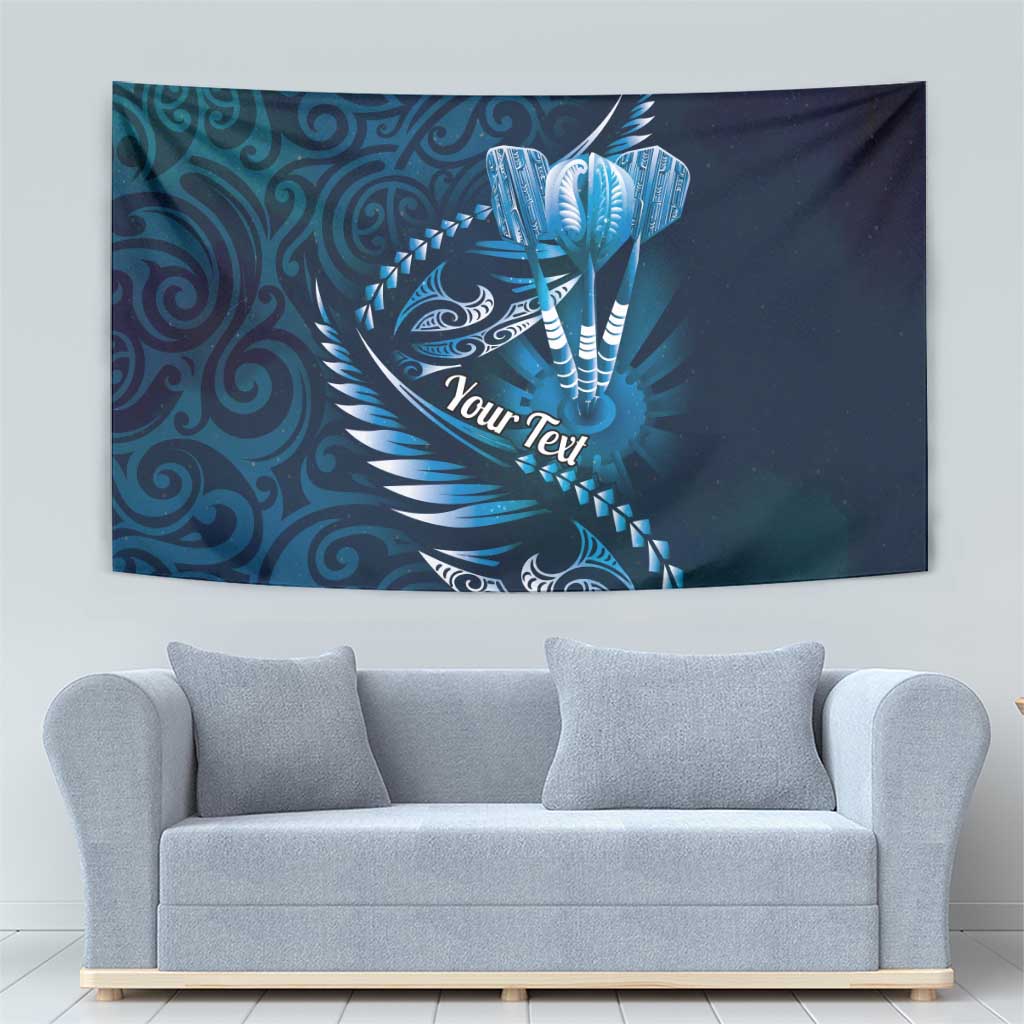 Personalised All Blue New Zealand Darts Tapestry Aoteroa Fern Maori Galaxy Style