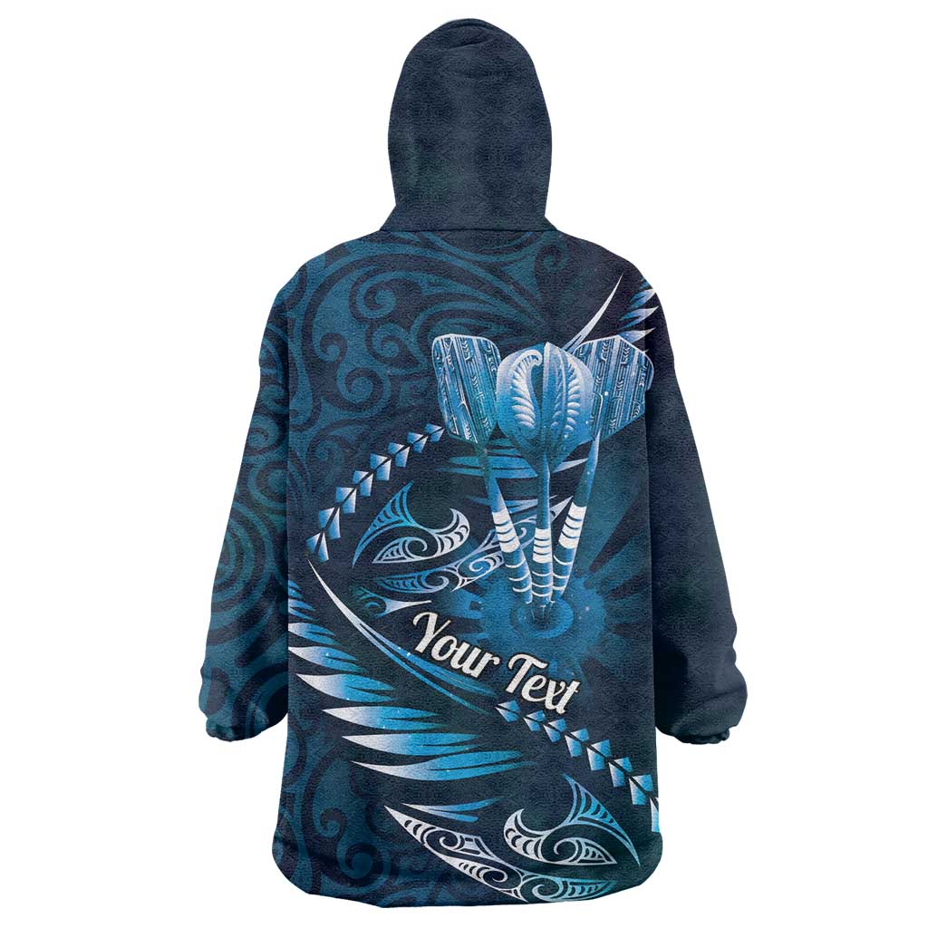 Personalised All Blue New Zealand Darts Wearable Blanket Hoodie Aoteroa Fern Maori Galaxy Style