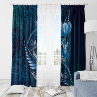 Personalised All Blue New Zealand Darts Window Curtain Aoteroa Fern Maori Galaxy Style