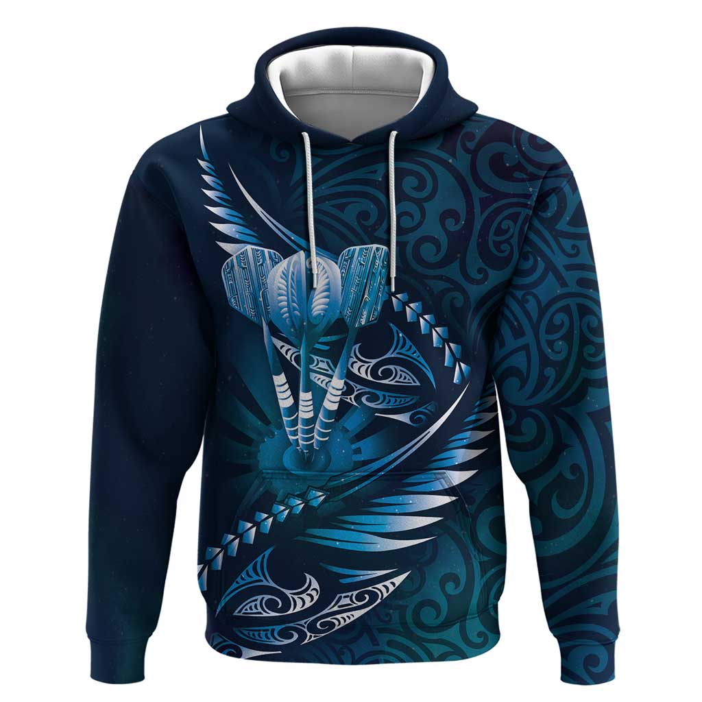 Personalised All Blue New Zealand Darts Zip Hoodie Aoteroa Fern Maori Galaxy Style