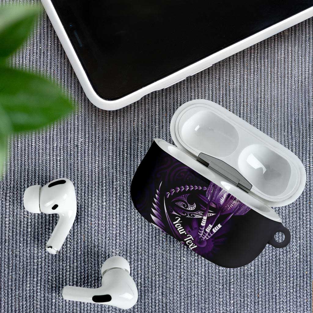 Personalised All Purple New Zealand Darts AirPods Case Aoteroa Fern Maori Galaxy Style - Polynesian Pride