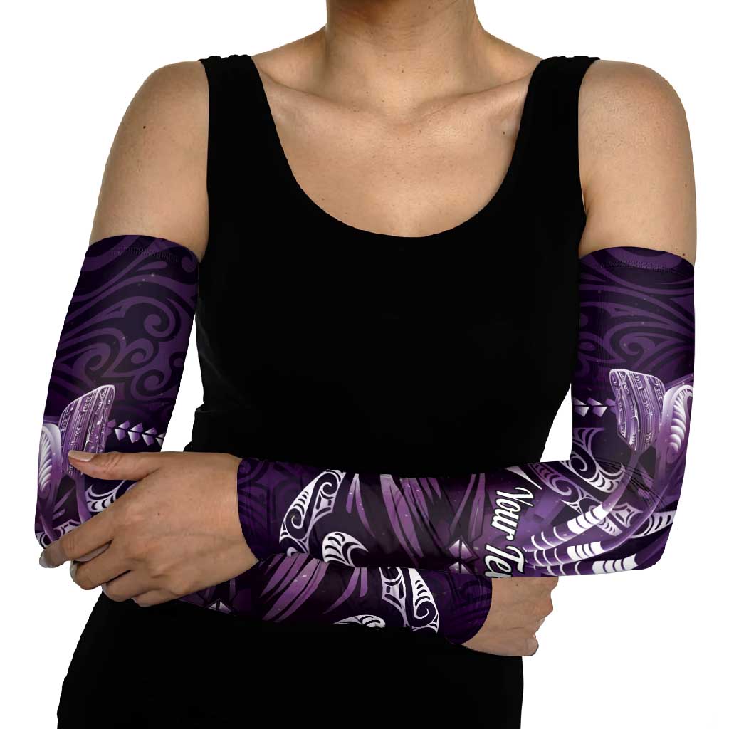 Personalised All Purple New Zealand Darts Arm Sleeves Aoteroa Fern Maori Galaxy Style - Polynesian Pride