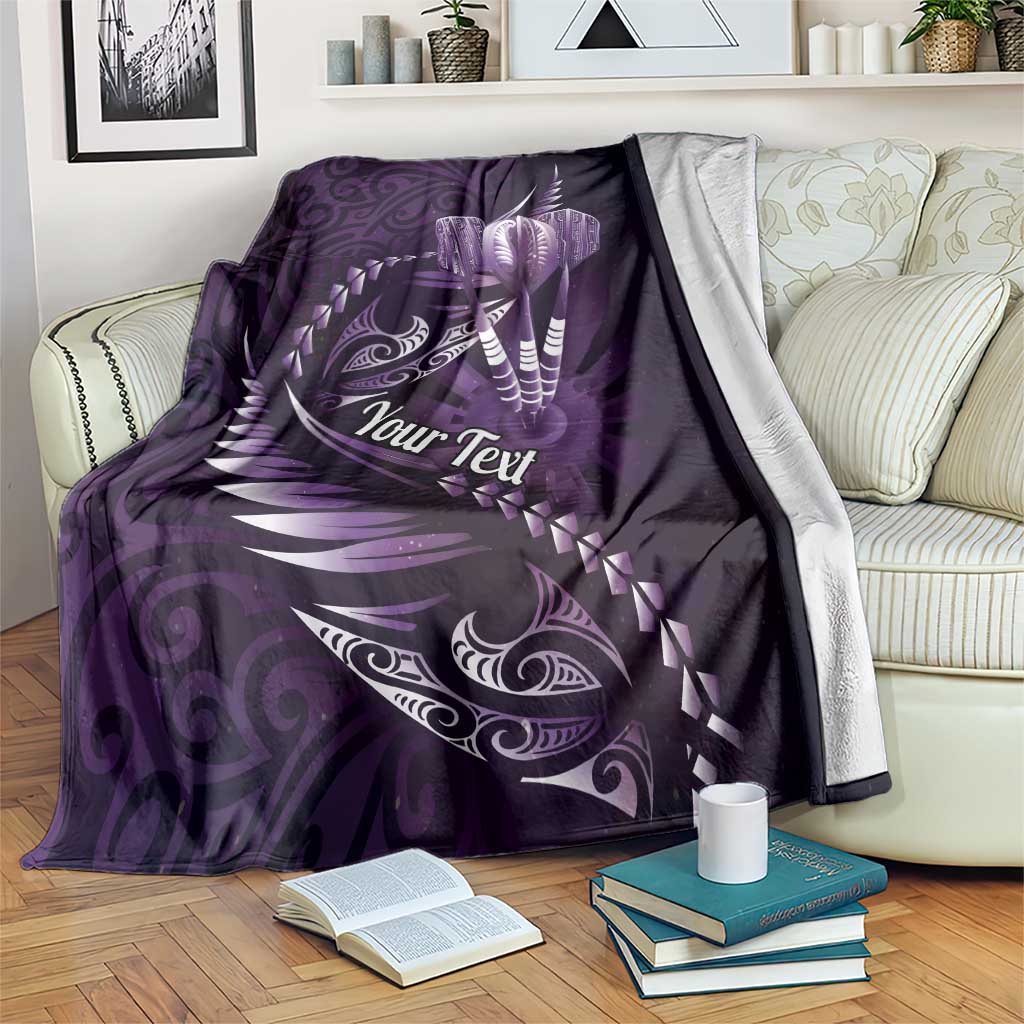 Personalised All Purple New Zealand Darts Blanket Aoteroa Fern Maori Galaxy Style