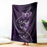 Personalised All Purple New Zealand Darts Blanket Aoteroa Fern Maori Galaxy Style