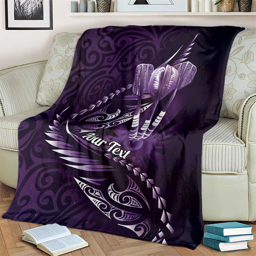 Personalised All Purple New Zealand Darts Blanket Aoteroa Fern Maori Galaxy Style