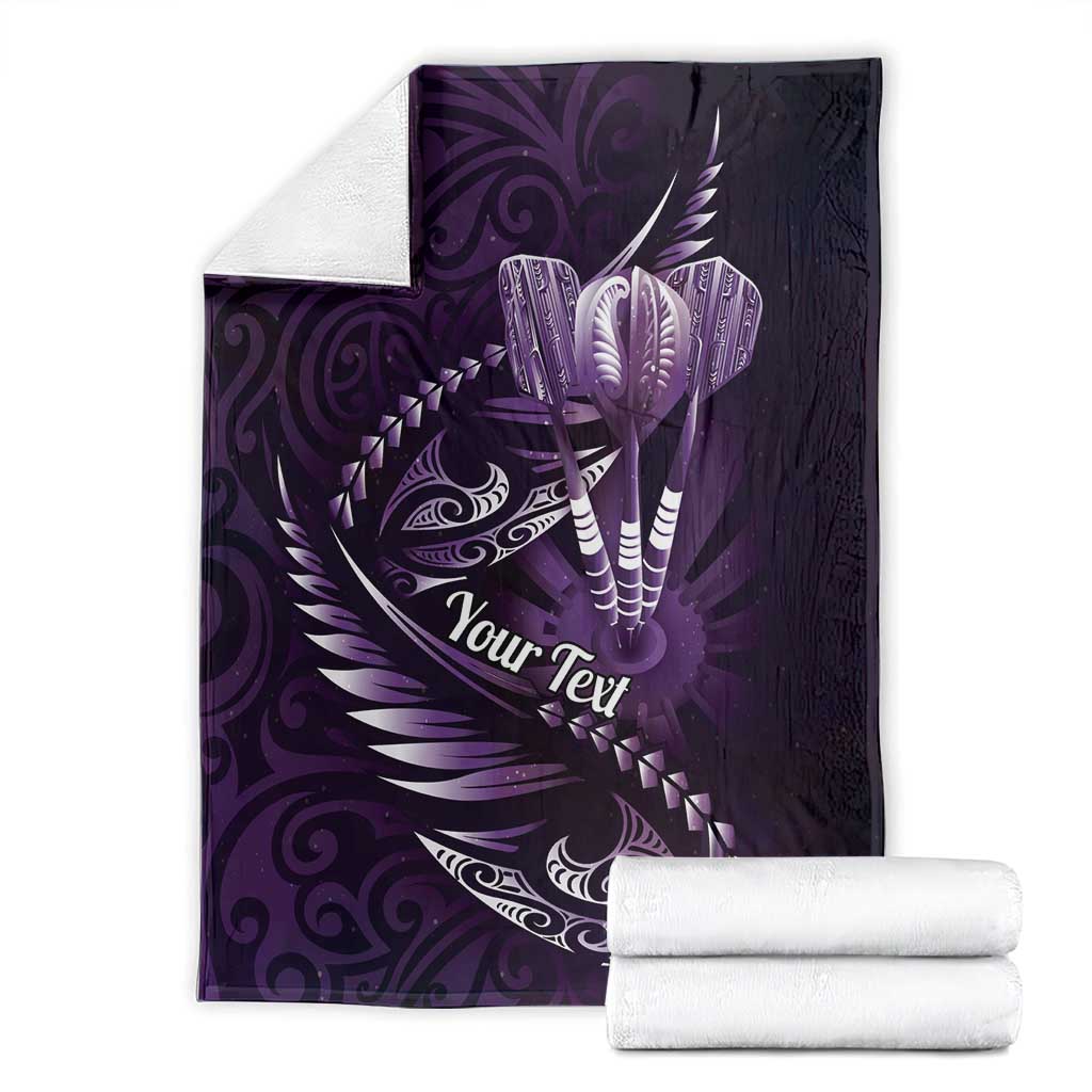 Personalised All Purple New Zealand Darts Blanket Aoteroa Fern Maori Galaxy Style