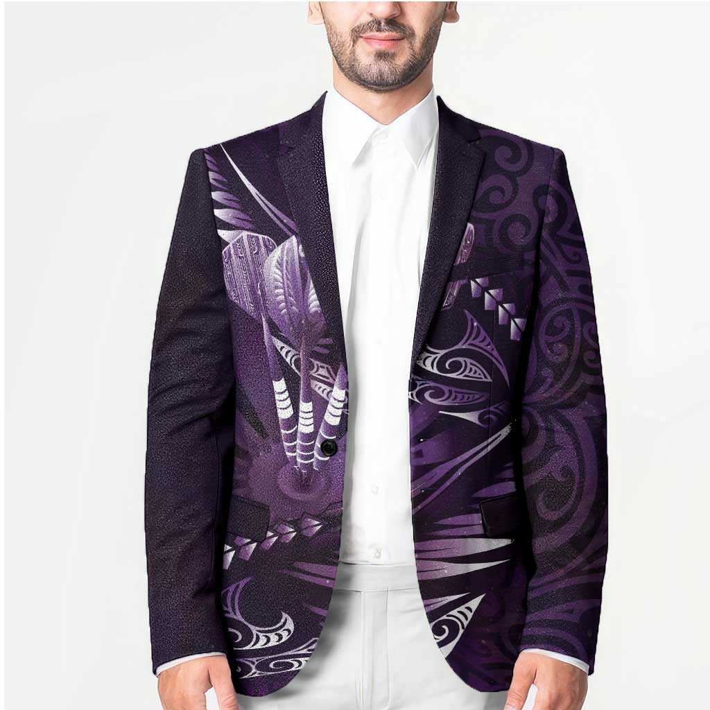 Personalised All Purple New Zealand Darts Blazer Aoteroa Fern Maori Galaxy Style - Polynesian Pride