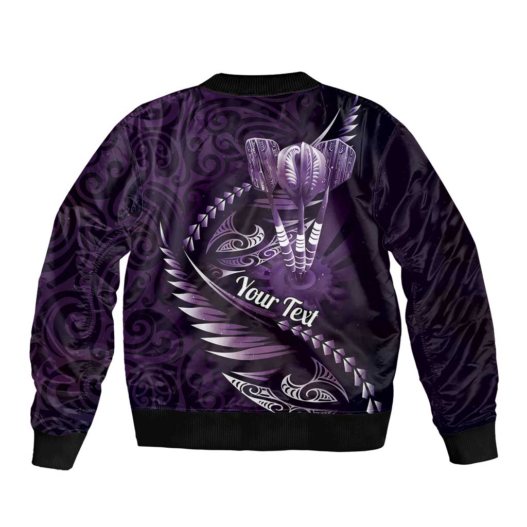Personalised All Purple New Zealand Darts Bomber Jacket Aoteroa Fern Maori Galaxy Style