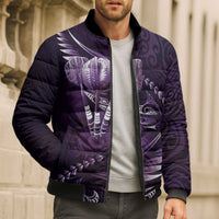Personalised All Purple New Zealand Darts Bomber Puffer Jacket Aoteroa Fern Maori Galaxy Style - Polynesian Pride