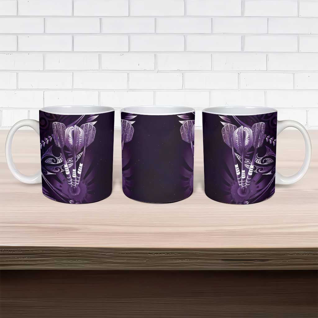 All Purple New Zealand Darts Ceramic Mug Aoteroa Fern Maori Galaxy Style - Polynesian Pride