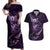 Personalised All Purple New Zealand Darts Couples Matching Off Shoulder Maxi Dress and Hawaiian Shirt Aoteroa Fern Maori Galaxy Style