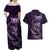 Personalised All Purple New Zealand Darts Couples Matching Off Shoulder Maxi Dress and Hawaiian Shirt Aoteroa Fern Maori Galaxy Style